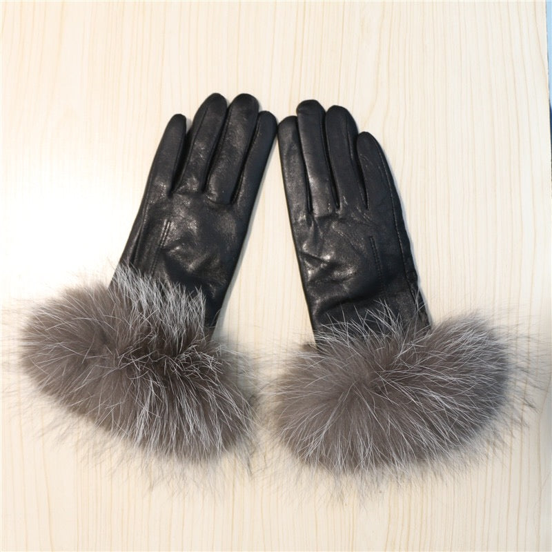 Genuine Leather Glove New Arrival Real Sheepskin & Fox Fur Gloves