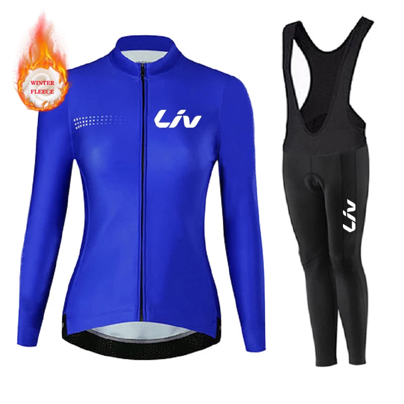 Women Winter Cycling Jersey Set Thermal Mountain Bike Cycling Wear Suit