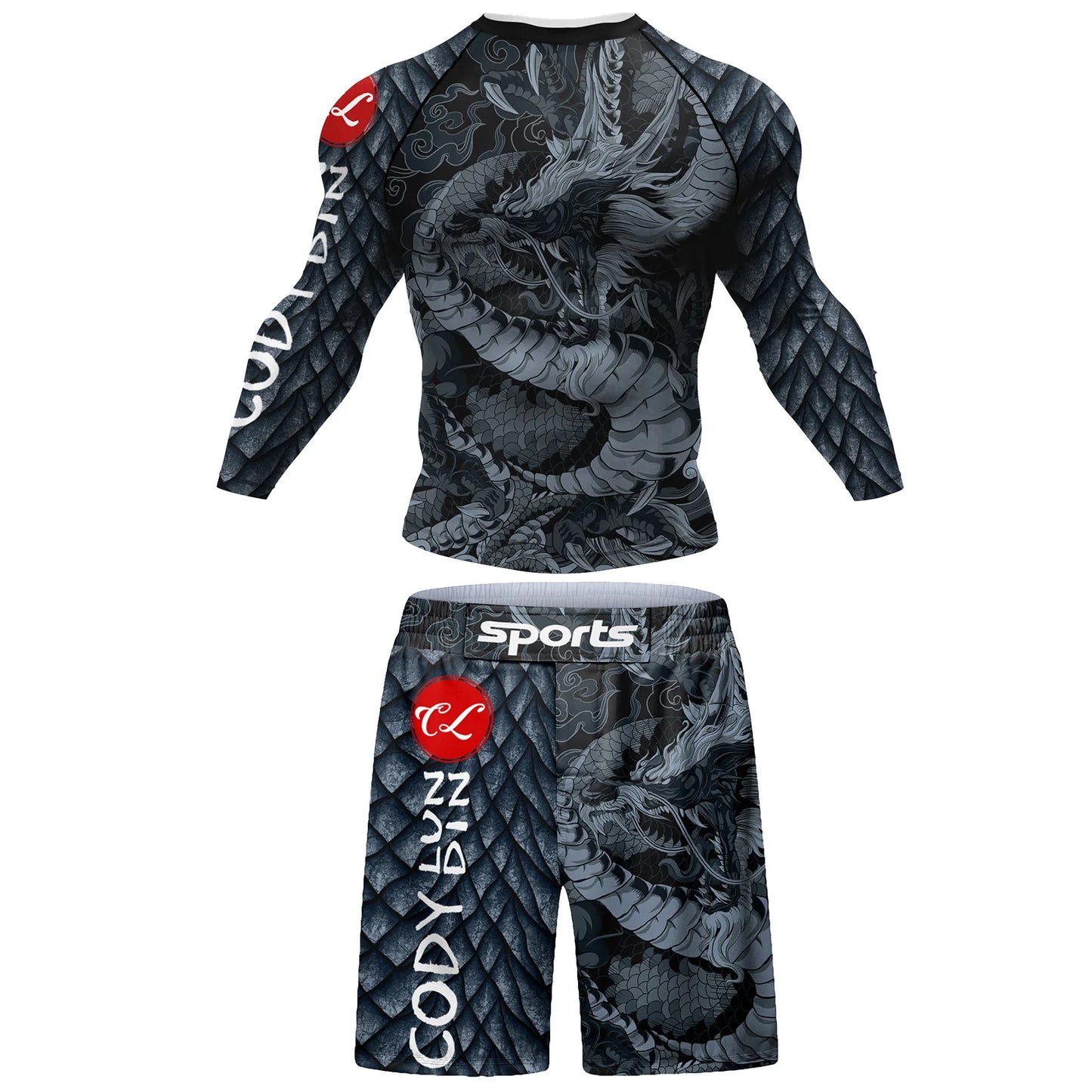 Cody Men Grappling Wear With Print  Jiu Jitsu No Gi Bjj Rashguard Exercise Polyester Sportswear MMA Running Gym Clothes