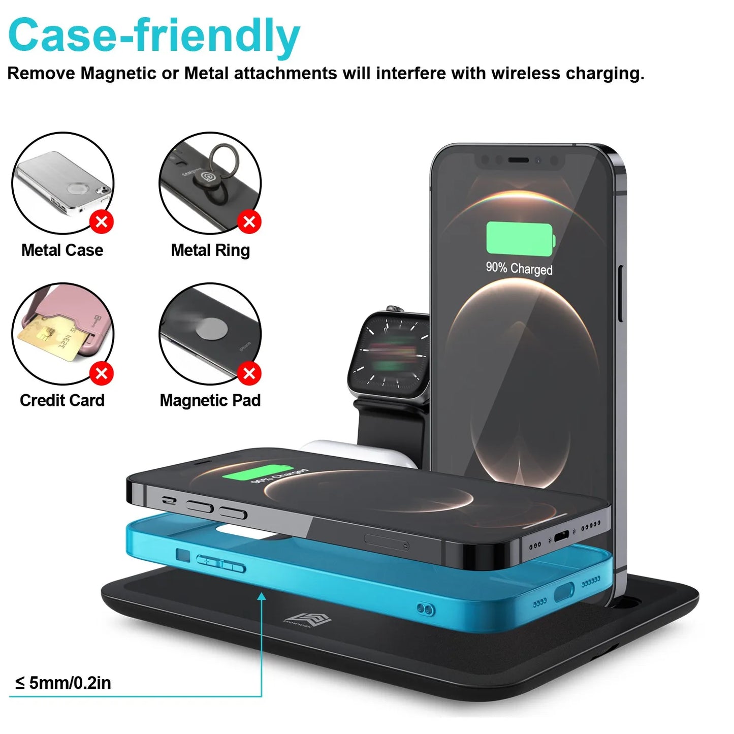 Fast Charging Magnetic 4 in 1 Quick Wireless Charger Station and Stand Holder