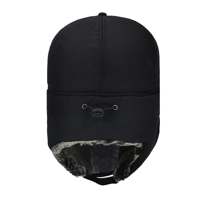 Men Bomber Hats Thick Cotton Fur Earflap Mask Male Winter Bomber Hat