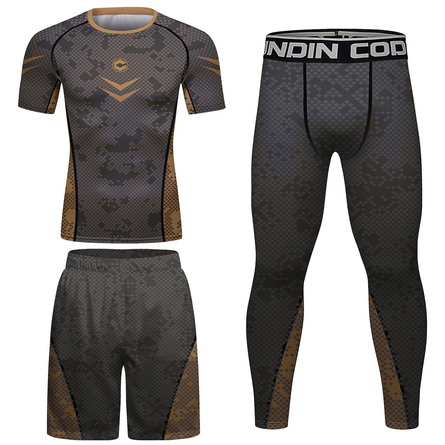 Cody Lundin Brown Rash Guard Suit MMA T-Shirt +Pants MMA Shorts 4pcs/Set Brazilian Grappling Jiu Jitsu Bjj Boxing Jersey for Men