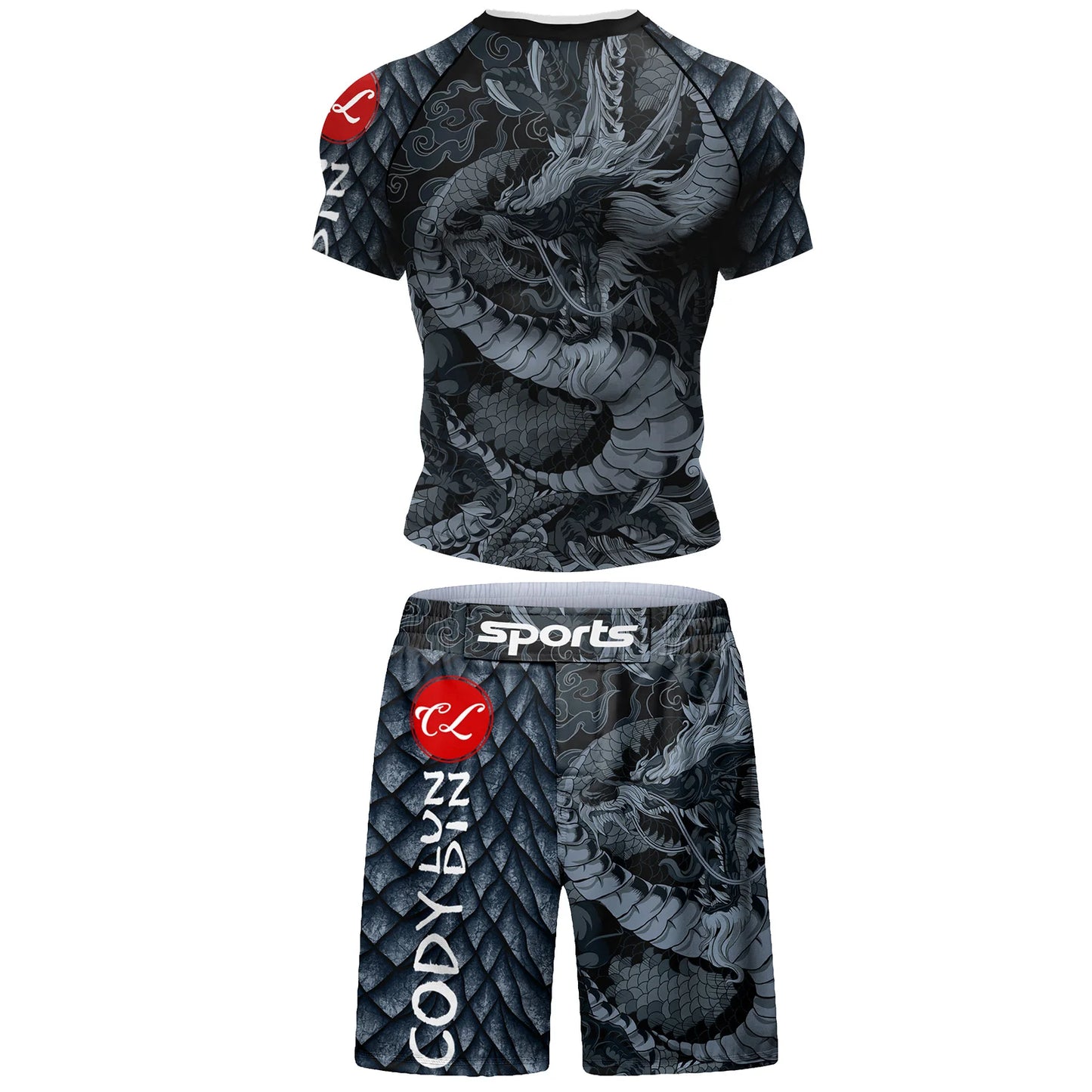 Cody Men Grappling Wear With Print  Jiu Jitsu No Gi Bjj Rashguard Exercise Polyester Sportswear MMA Running Gym Clothes