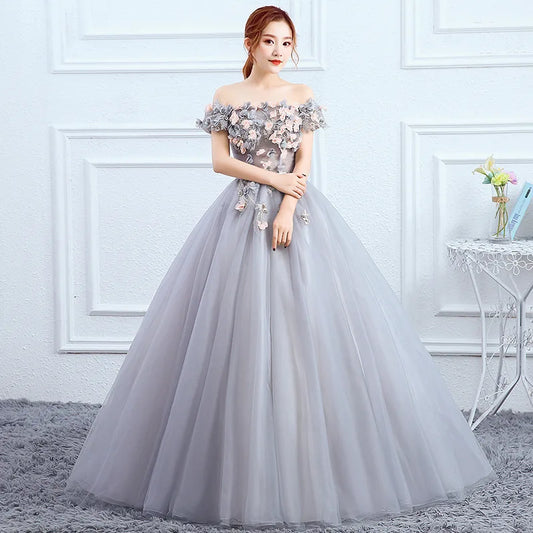 Quinceanera Elegant Off the Shoulder Ball Gown Vintage Lace Party Solo Dresses