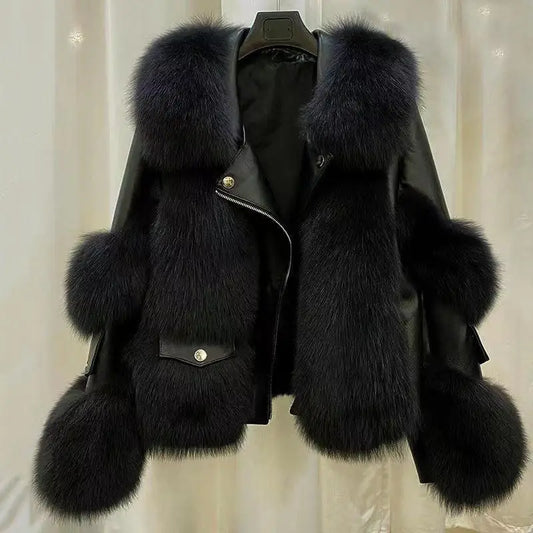 S-Xl Coat With Fur and Fur All in One, a Young and Luxurious Style Fur Coat