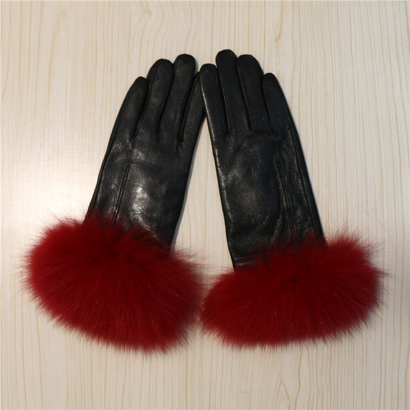 Genuine Leather Glove New Arrival Real Sheepskin & Fox Fur Gloves