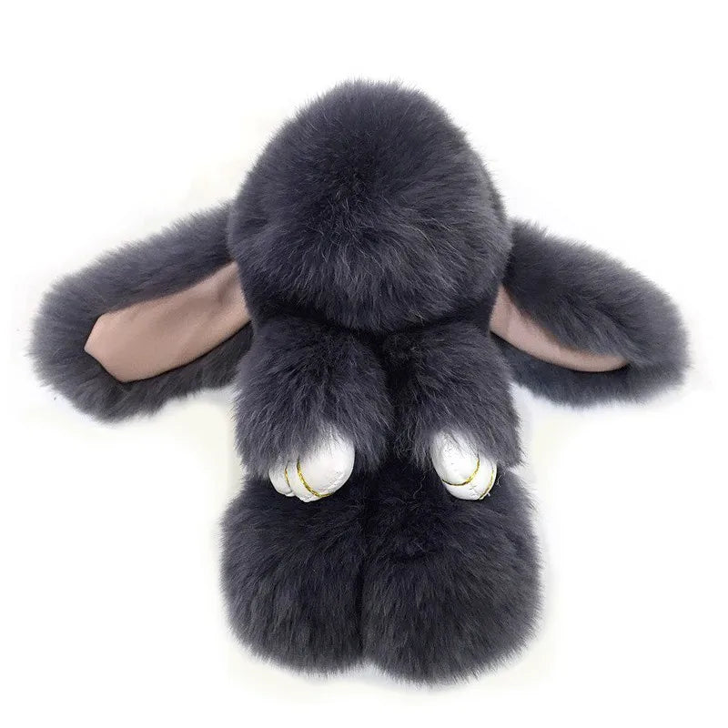 Fluffy Real Rabbit Fur Pompon Bunny Keychain Women Cute Girls Rabbit on Bag Trinket Jewelry New Year Toy Gift