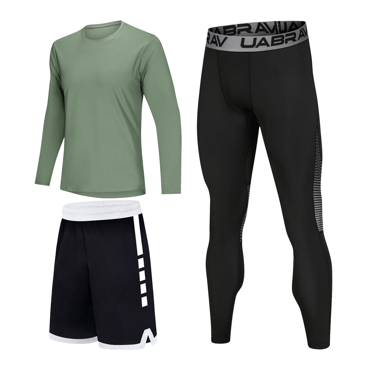 Sports Leggings Men Set Soccer High Elastic Quick-Drying Light Fabric