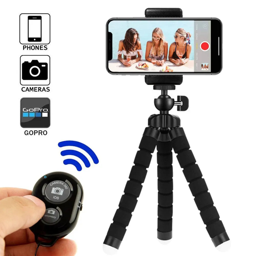 Tripod for Mobile Camera Holder Selfie Bluetooth-Compatible Remote Shutter