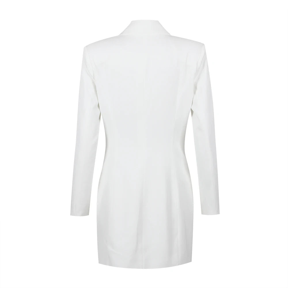 White Formal Jacket Luxury Fashion Long Sleeve Blazer Dress Elegant