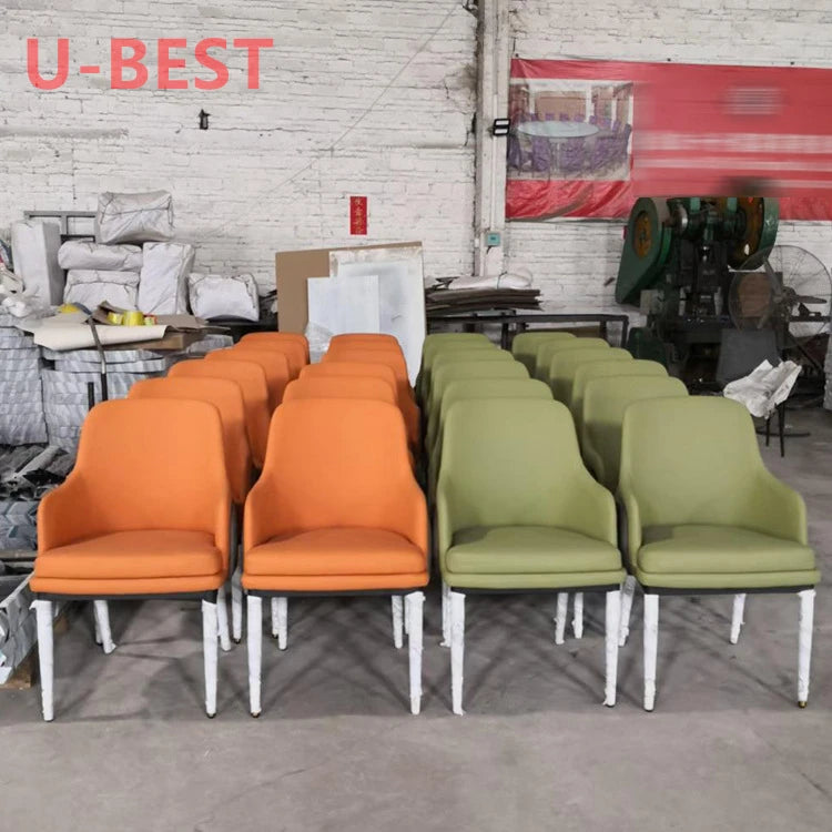 U-Best Modern Casual Wooden Dining Room Chairs Luxury Dining Chairs Hotel Comfortable Upholstered Leather Chair