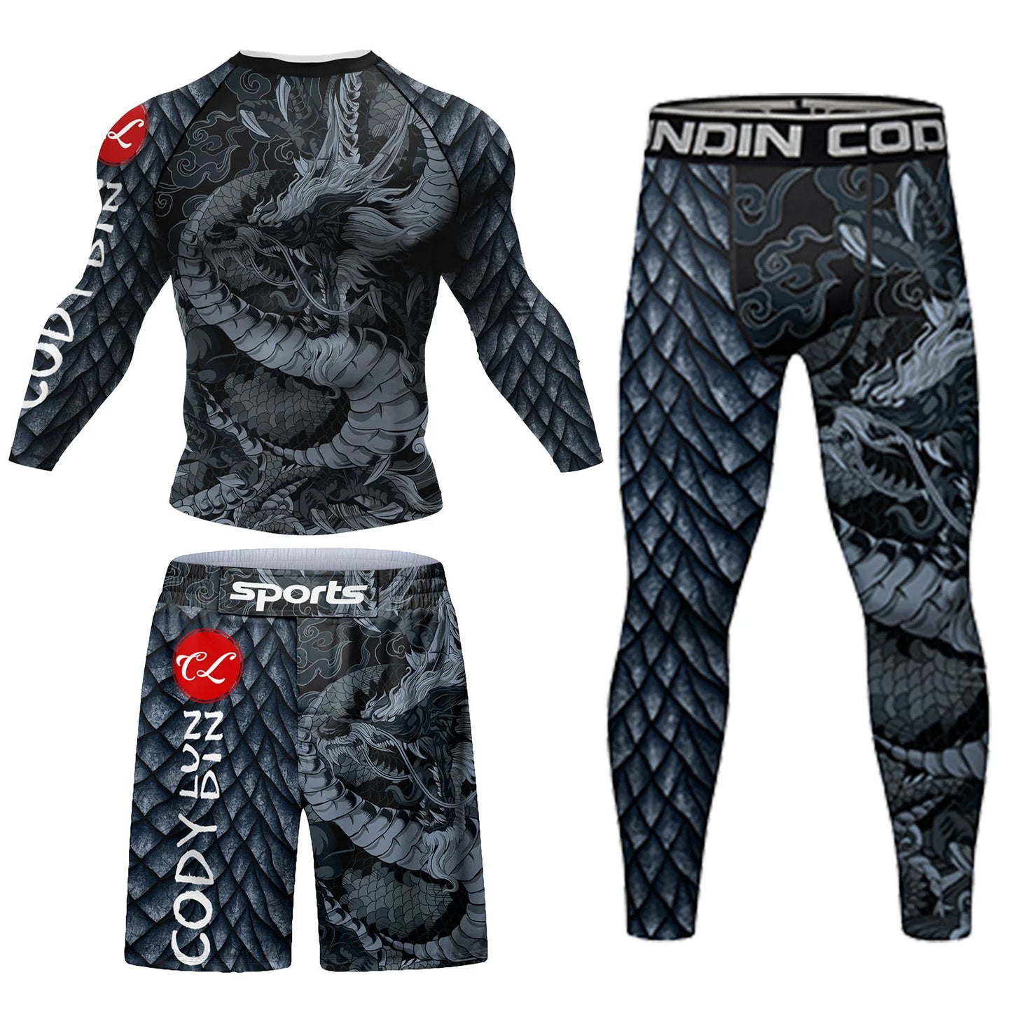 Cody Men Grappling Wear With Print  Jiu Jitsu No Gi Bjj Rashguard Exercise Polyester Sportswear MMA Running Gym Clothes