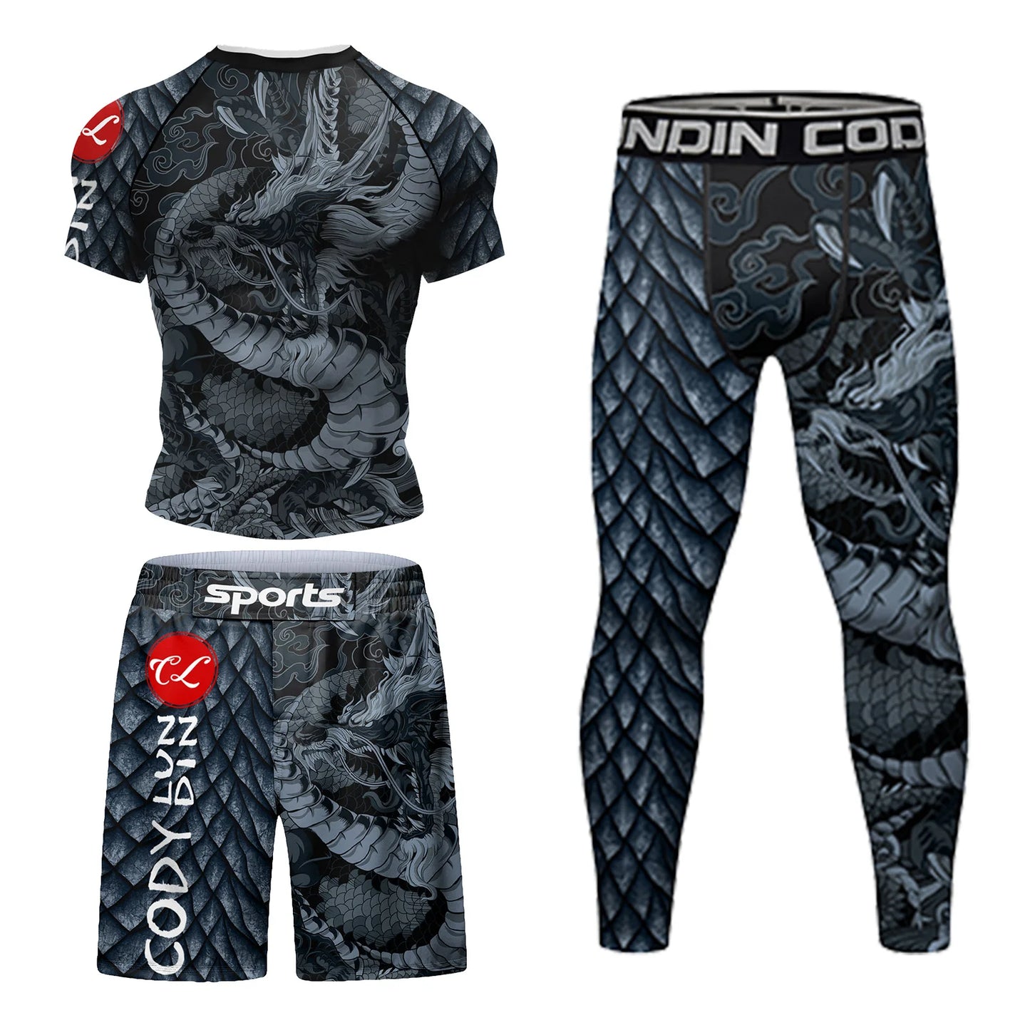 Cody Men Grappling Wear With Print  Jiu Jitsu No Gi Bjj Rashguard Exercise Polyester Sportswear MMA Running Gym Clothes