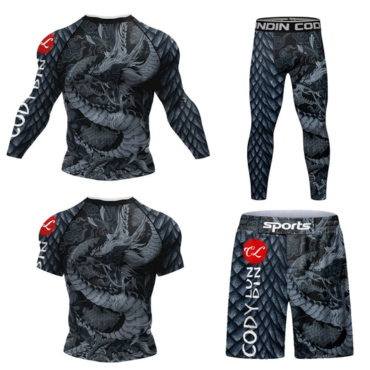 Cody Men Grappling Wear With Print  Jiu Jitsu No Gi Bjj Rashguard Exercise Polyester Sportswear MMA Running Gym Clothes