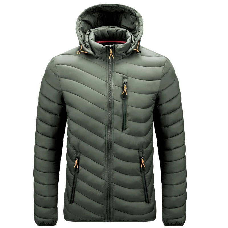 Lightweight Men Nylon Hooded Down Puffer Jackets With Hood