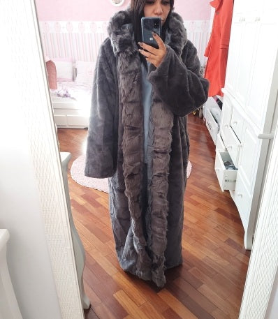 New Faux Fur Fox Fur Hooded Coat Women High Quality Genuine Jacket Thick Jackets 130cm Long Winter Warm Overcoats Luxury Fur