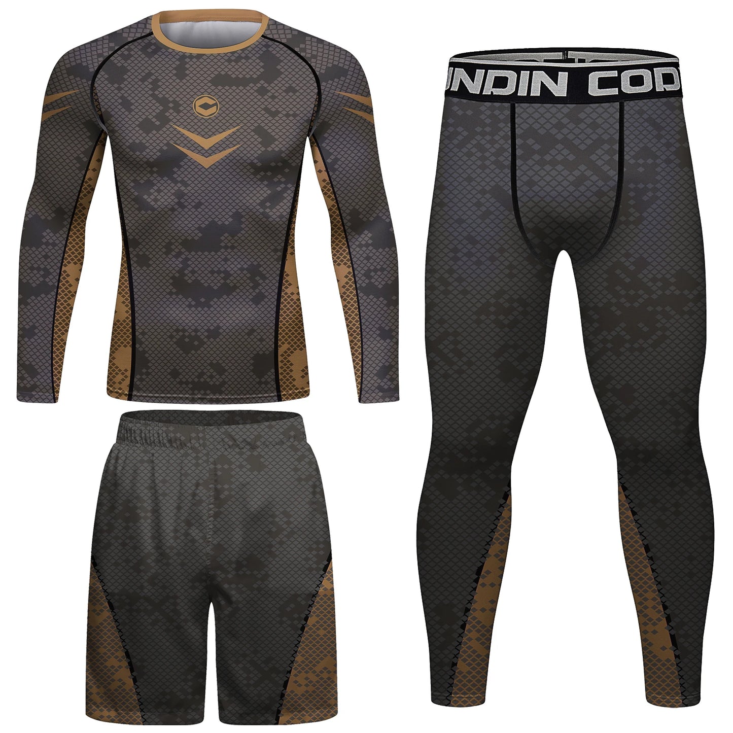 Cody Lundin Brown Rash Guard Suit MMA T-Shirt +Pants MMA Shorts 4pcs/Set Brazilian Grappling Jiu Jitsu Bjj Boxing Jersey for Men