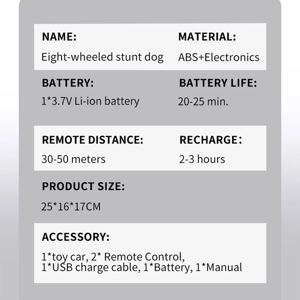 Toy Boy Intelligent Machine Dog Remote Control Car 8-Wheel Stunt Remote