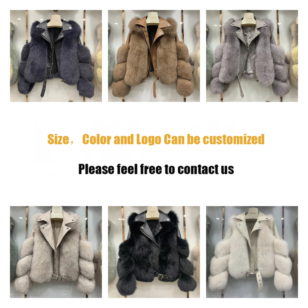 Genuine Sheepskin Leather Fur Jacket Real Fox Fur Coat for Women Ladies