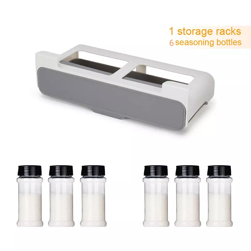 Kitchen Self-Adhesive Spice Rack Seasoning Bottle Storage Shelf Under Desk Spice Organizer Drawer Kitchen Storage Supplies