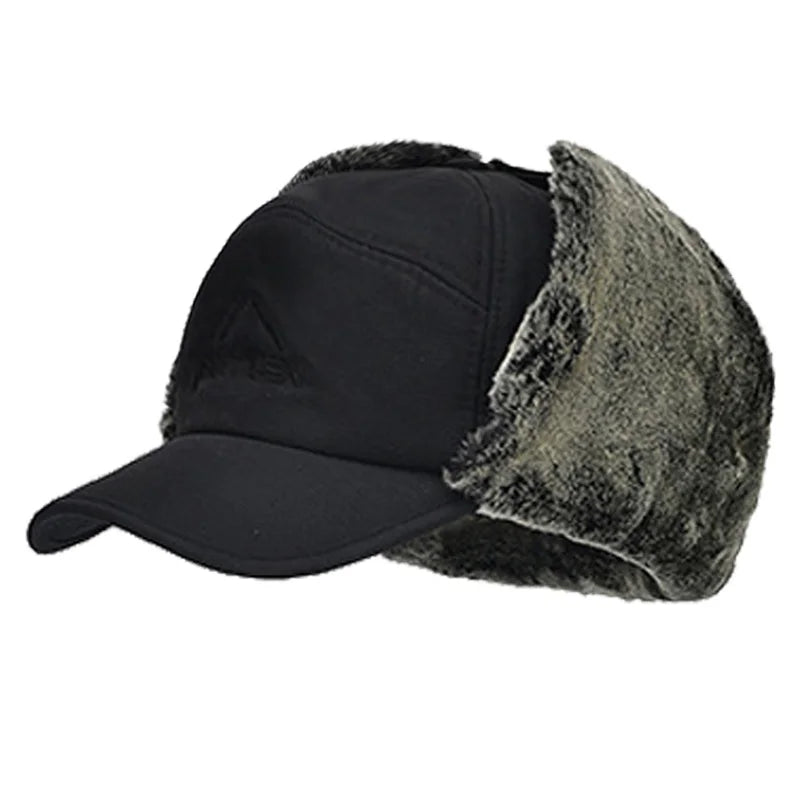 Men Bomber Hats Thick Cotton Fur Earflap Mask Male Winter Bomber Hat