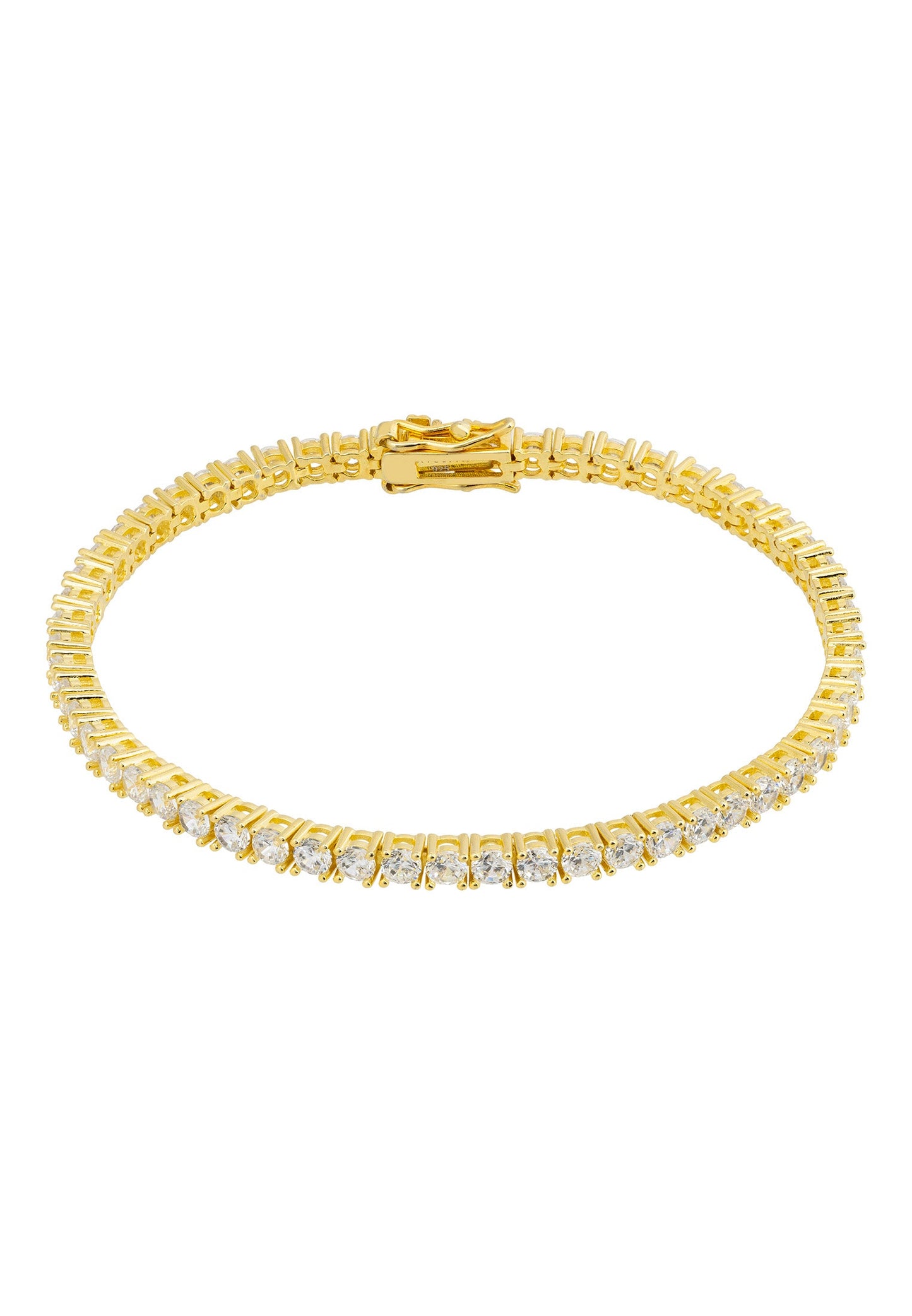 Simulated Diamond Tennis Bracelet Gold