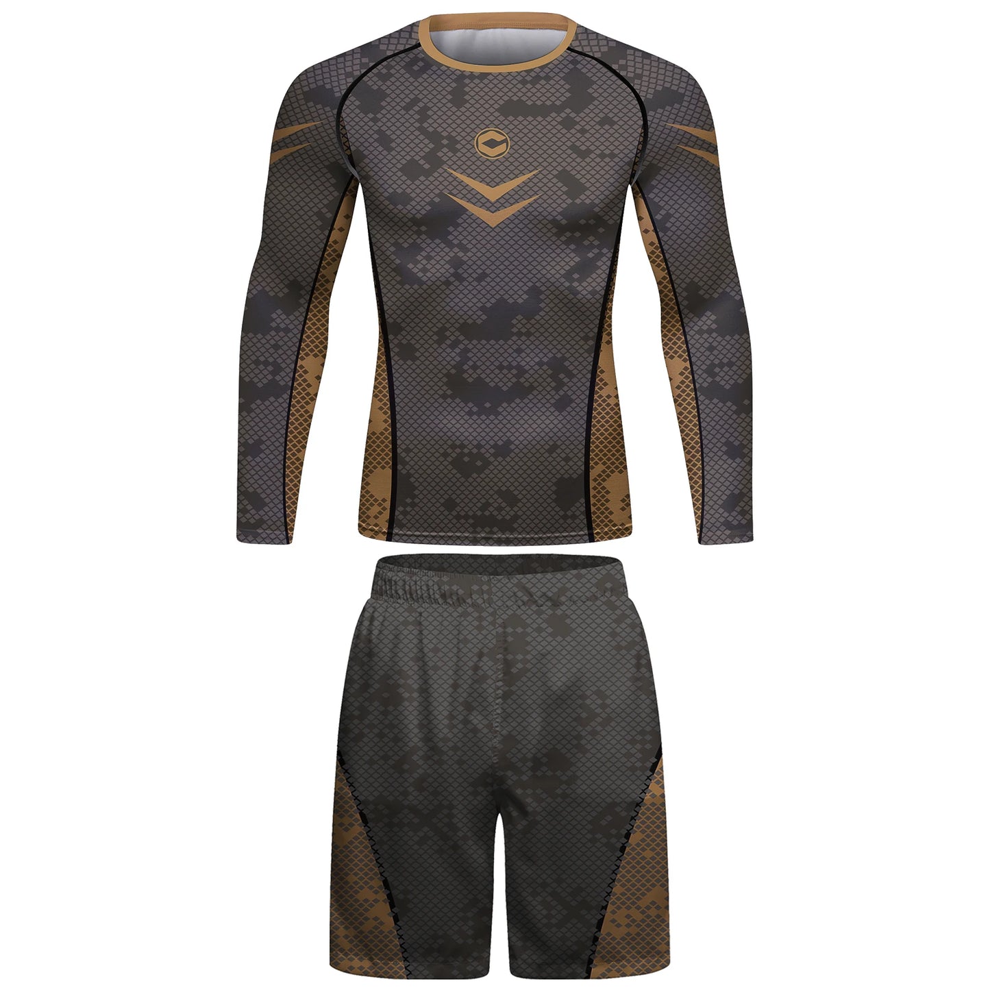 Cody Lundin Brown Rash Guard Suit MMA T-Shirt +Pants MMA Shorts 4pcs/Set Brazilian Grappling Jiu Jitsu Bjj Boxing Jersey for Men