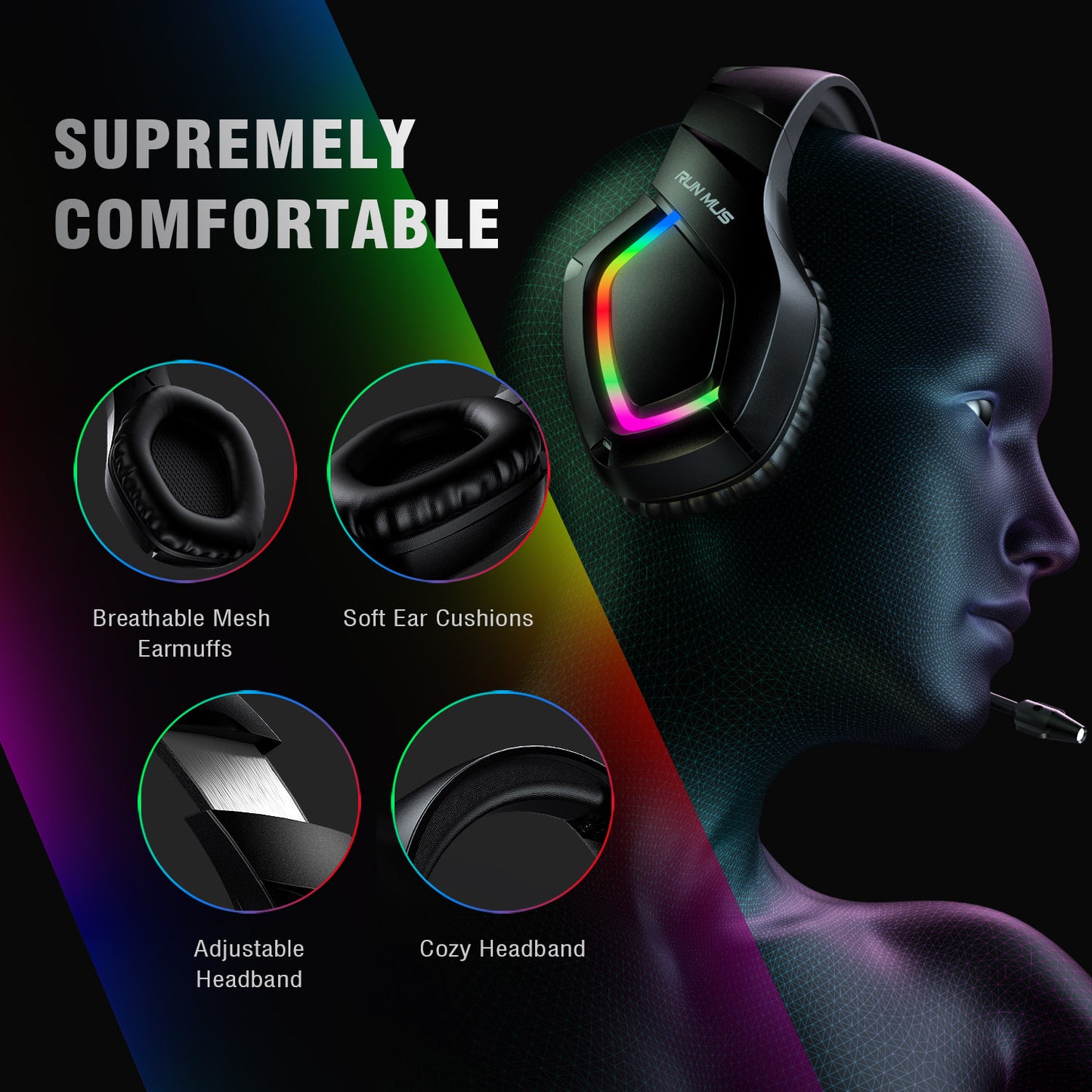 Headset With 7.1 Surround Sound Noise Canceling PS4 Gaming Headphone