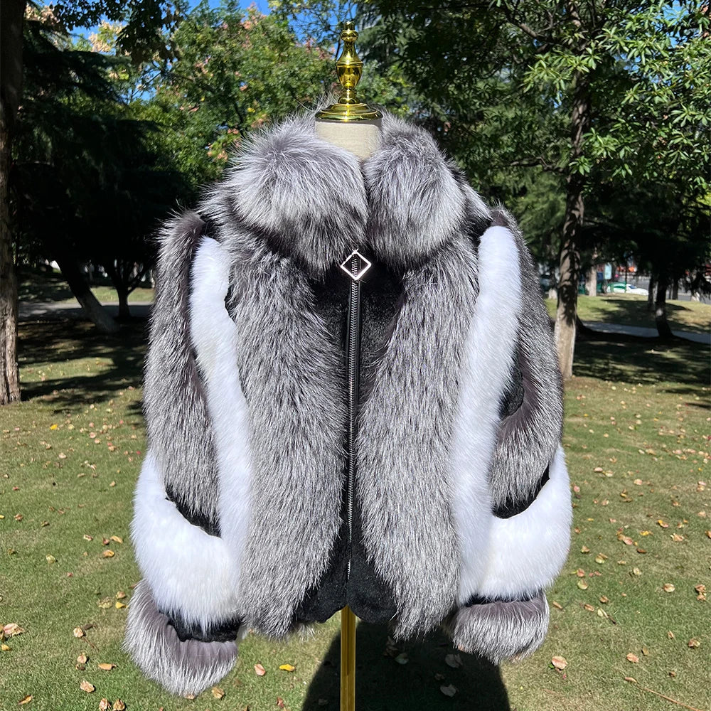 Women 2023 Spring Winter Real Fox Fur Luxury Coat With Best Quality Ladies Genuine Fox Fur Jacket