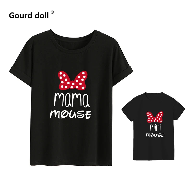 Cotton Family Matching Clothes Outfits Mother and Daughter T-Shirt  Mommy and Me Clothes Lovely Blouse Kids Baby Girl Boys Look